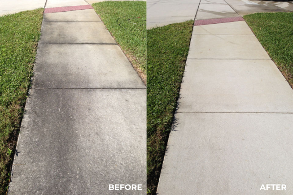 Sidewalk cleaning before / after